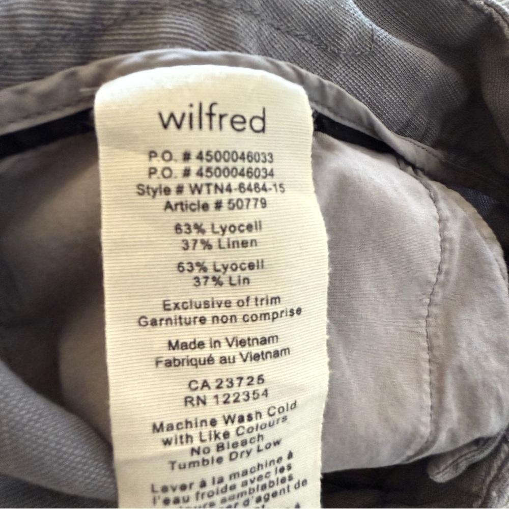 Aritzia-Linen Blend Allant Grey Pant (Size:2) - Picture 9 of 10